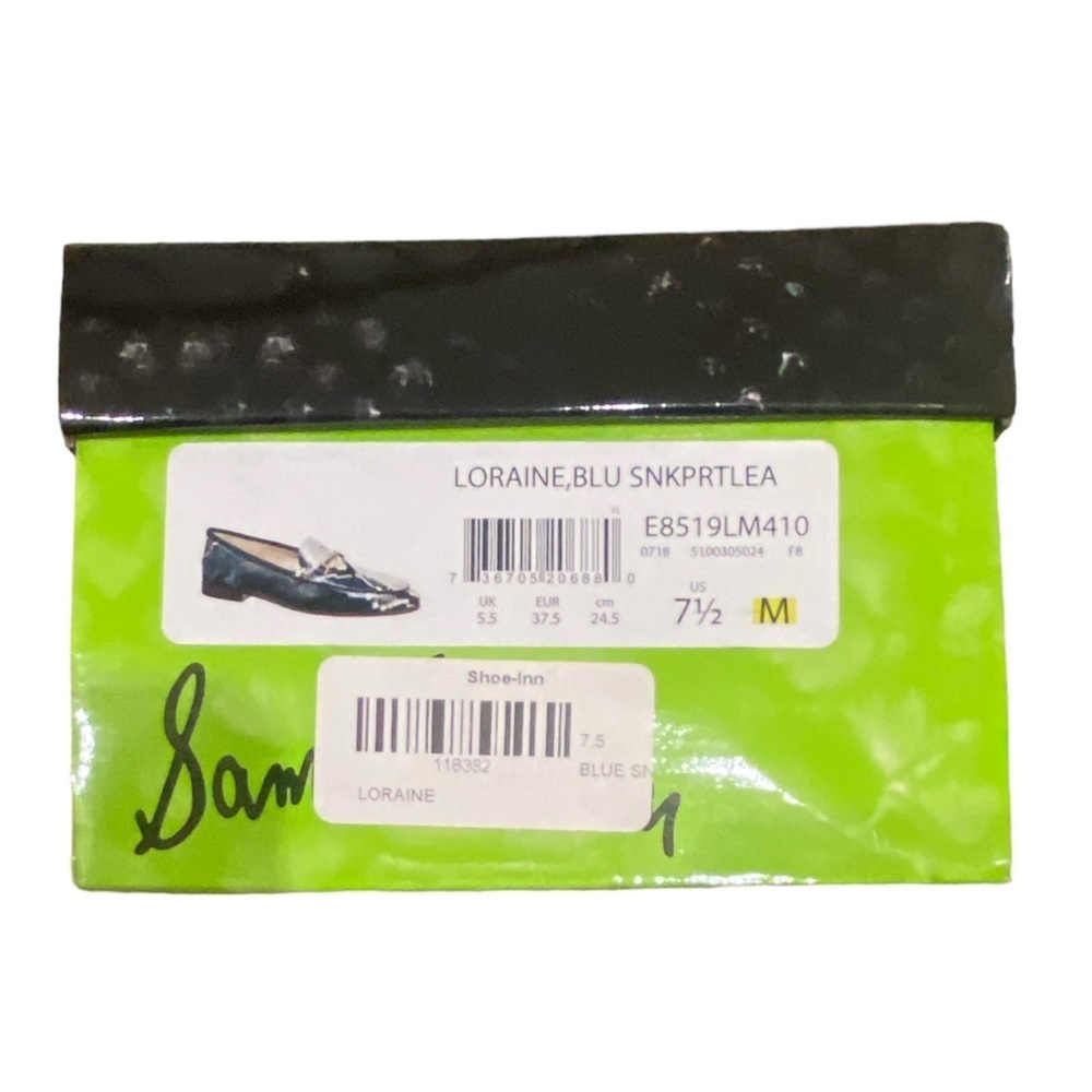 Sam Edelman Loraine teal blue snakeskin print leather slip on loafers size 7.5 - Picture 9 of 13